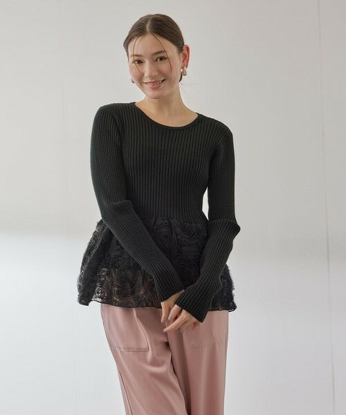 QUEENS COURT / クイーンズコート ニット・セーター | フラワーチュールペプラムリブニット≪手洗い可能≫ | 詳細9