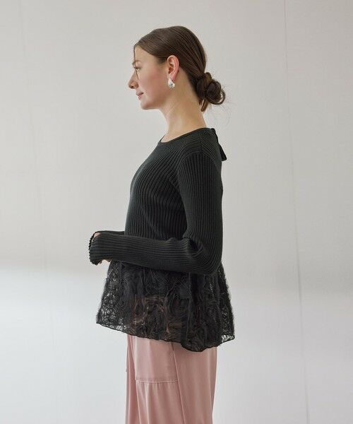 QUEENS COURT / クイーンズコート ニット・セーター | フラワーチュールペプラムリブニット≪手洗い可能≫ | 詳細11