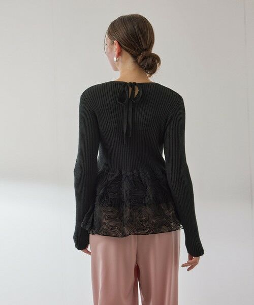 QUEENS COURT / クイーンズコート ニット・セーター | フラワーチュールペプラムリブニット≪手洗い可能≫ | 詳細12