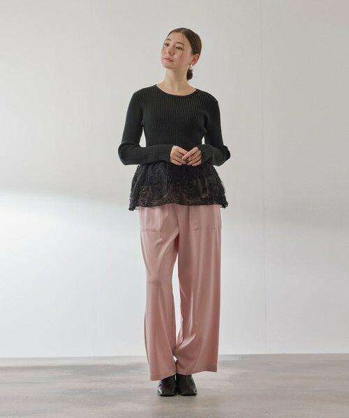 QUEENS COURT / クイーンズコート ニット・セーター | フラワーチュールペプラムリブニット≪手洗い可能≫ | 詳細13