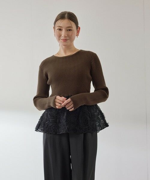 QUEENS COURT / クイーンズコート ニット・セーター | フラワーチュールペプラムリブニット≪手洗い可能≫ | 詳細15