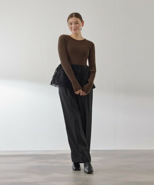 QUEENS COURT / クイーンズコート ニット・セーター | フラワーチュールペプラムリブニット≪手洗い可能≫ | 詳細16