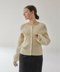 QUEENS COURT / クイーンズコート ニット・セーター | フラワーチュールスリーブカーディガン≪手洗い可能≫