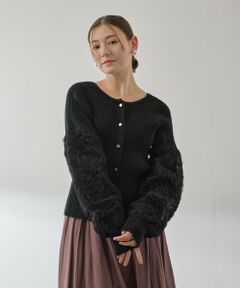 QUEENS COURT / クイーンズコート ニット・セーター | フラワーチュールスリーブカーディガン≪手洗い可能≫