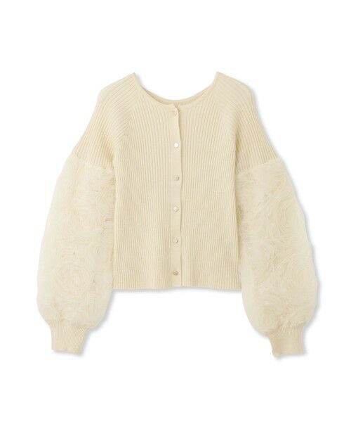 QUEENS COURT / クイーンズコート ニット・セーター | フラワーチュールスリーブカーディガン≪手洗い可能≫ | 詳細4