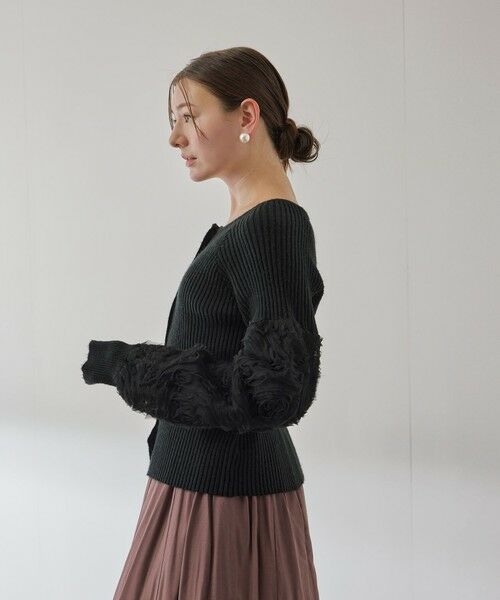 QUEENS COURT / クイーンズコート ニット・セーター | フラワーチュールスリーブカーディガン≪手洗い可能≫ | 詳細12