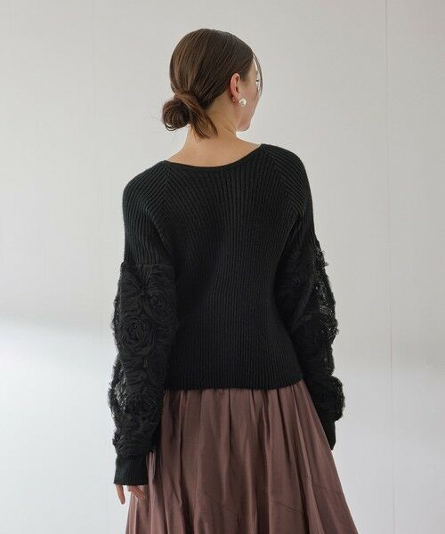 QUEENS COURT / クイーンズコート ニット・セーター | フラワーチュールスリーブカーディガン≪手洗い可能≫ | 詳細13