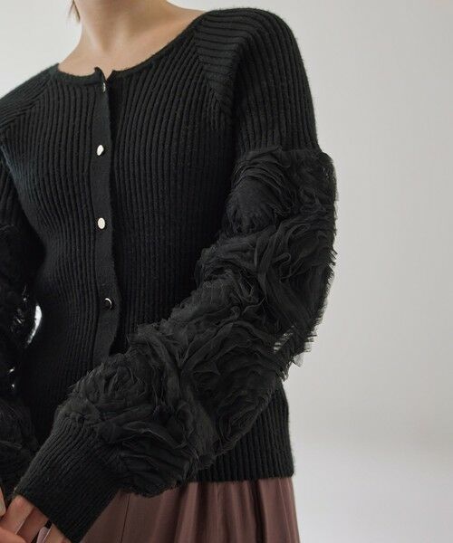 QUEENS COURT / クイーンズコート ニット・セーター | フラワーチュールスリーブカーディガン≪手洗い可能≫ | 詳細14