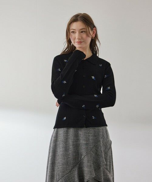 QUEENS COURT / クイーンズコート ニット・セーター | フラワーシシュウニットプルオーバー≪手洗い可能≫ | 詳細1