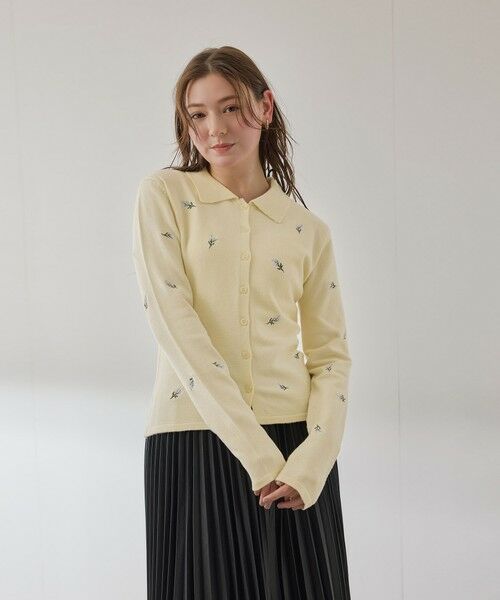 QUEENS COURT / クイーンズコート ニット・セーター | フラワーシシュウニットプルオーバー≪手洗い可能≫ | 詳細4