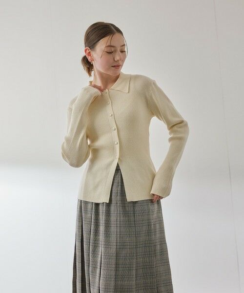 QUEENS COURT / クイーンズコート カーディガン・ボレロ | くるみボタンポロニットカーディガン≪手洗い可能≫ | 詳細1
