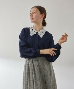 QUEENS COURT / クイーンズコート シャツ・ブラウス | モスクレープレースカラーブラウス