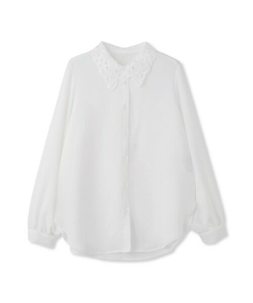 QUEENS COURT / クイーンズコート シャツ・ブラウス | モスクレープレースカラーブラウス | 詳細3