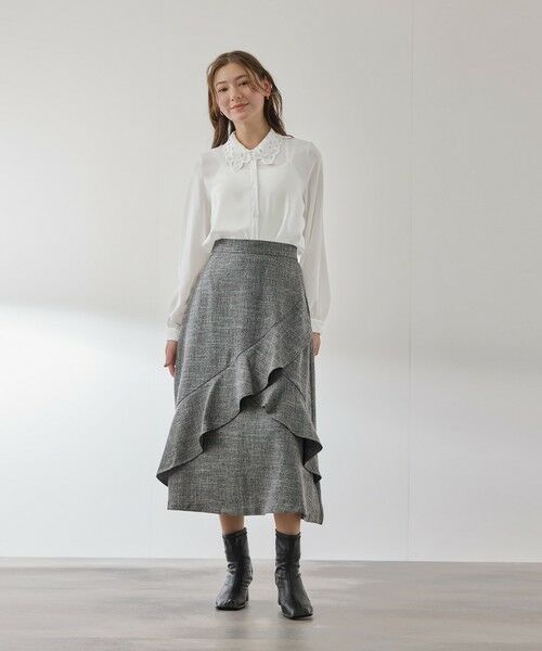 QUEENS COURT / クイーンズコート シャツ・ブラウス | モスクレープレースカラーブラウス | 詳細2