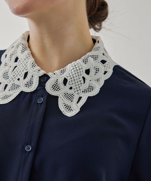 QUEENS COURT / クイーンズコート シャツ・ブラウス | モスクレープレースカラーブラウス | 詳細8