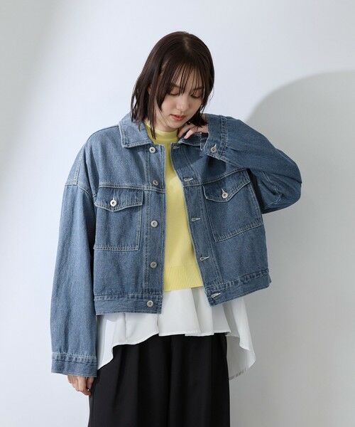 QUEENS COURT / クイーンズコート テーラードジャケット | カラーデニムボクシーフィットブルゾン≪洗濯機で洗える≫ | 詳細1
