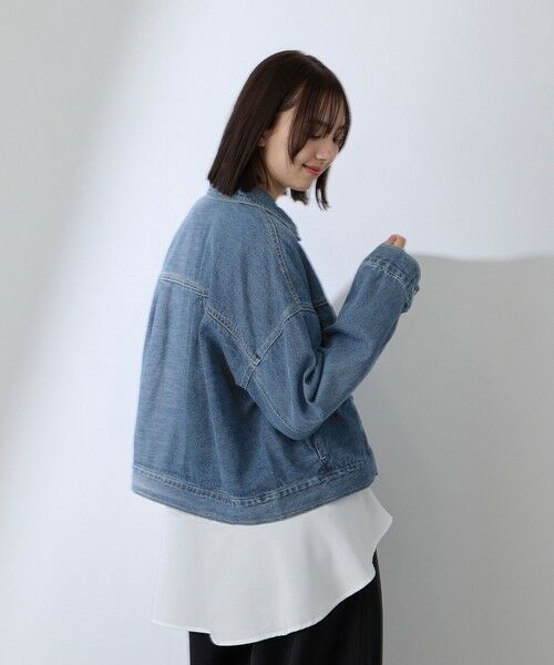 QUEENS COURT / クイーンズコート テーラードジャケット | カラーデニムボクシーフィットブルゾン≪洗濯機で洗える≫ | 詳細2