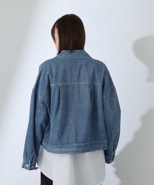 QUEENS COURT / クイーンズコート テーラードジャケット | カラーデニムボクシーフィットブルゾン≪洗濯機で洗える≫ | 詳細3