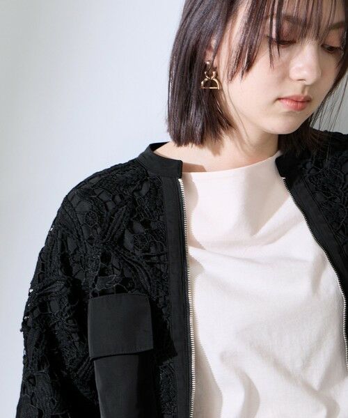 QUEENS COURT / クイーンズコート テーラードジャケット | ボタニカルレースブルゾン≪手洗い可能≫ | 詳細4