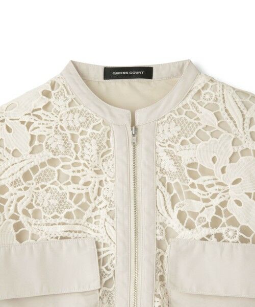 QUEENS COURT / クイーンズコート テーラードジャケット | ボタニカルレースブルゾン≪手洗い可能≫ | 詳細14