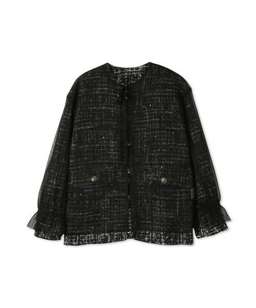 QUEENS COURT / クイーンズコート テーラードジャケット | チュールレイヤーセットツィードジャケット | 詳細10