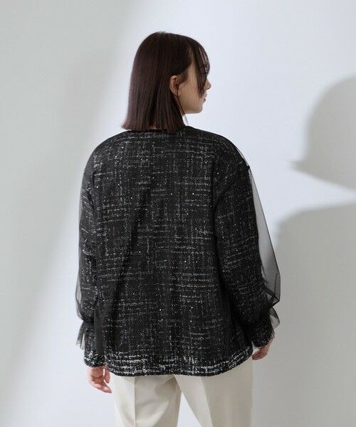 QUEENS COURT / クイーンズコート テーラードジャケット | チュールレイヤーセットツィードジャケット | 詳細5