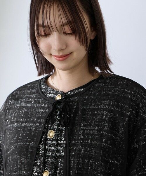 QUEENS COURT / クイーンズコート テーラードジャケット | チュールレイヤーセットツィードジャケット | 詳細6