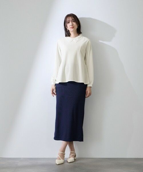 QUEENS COURT / クイーンズコート カットソー | カットジョーゼットレースカラーフレアプルオーバー | 詳細3