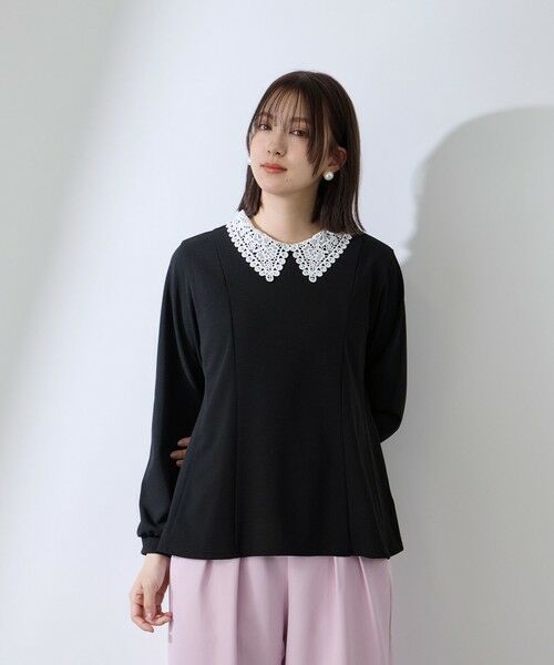 QUEENS COURT / クイーンズコート カットソー | カットジョーゼットレースカラーフレアプルオーバー | 詳細5