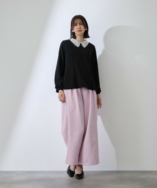 QUEENS COURT / クイーンズコート カットソー | カットジョーゼットレースカラーフレアプルオーバー | 詳細7