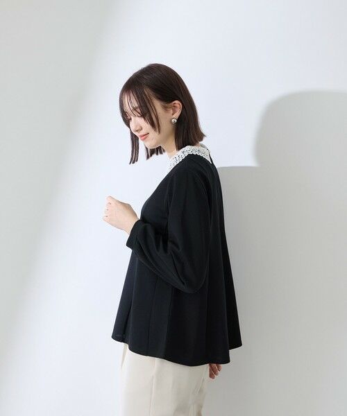 QUEENS COURT / クイーンズコート カットソー | カットジョーゼットレースカラーフレアプルオーバー | 詳細10
