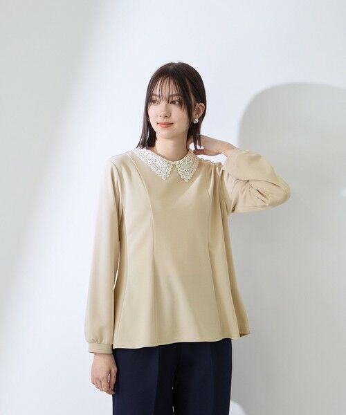 QUEENS COURT / クイーンズコート カットソー | カットジョーゼットレースカラーフレアプルオーバー | 詳細17