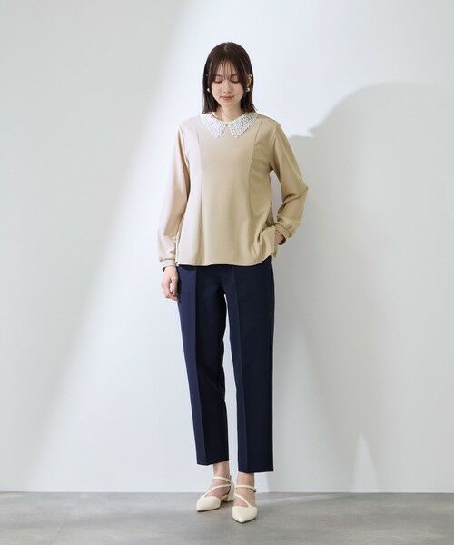 QUEENS COURT / クイーンズコート カットソー | カットジョーゼットレースカラーフレアプルオーバー | 詳細18