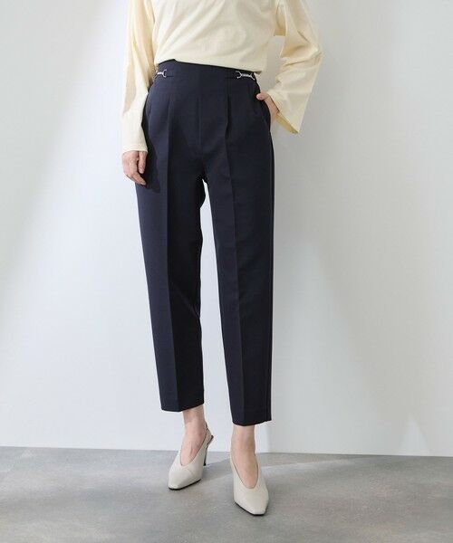 QUEENS COURT / クイーンズコート その他パンツ | ダブルクロスストレッチビットテーパードパンツ（ネイビー）