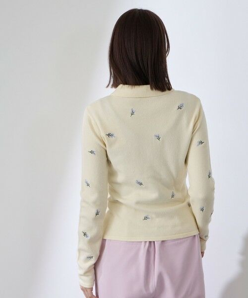 QUEENS COURT / クイーンズコート ニット・セーター | フラワー刺繍ポロニットトップス | 詳細3