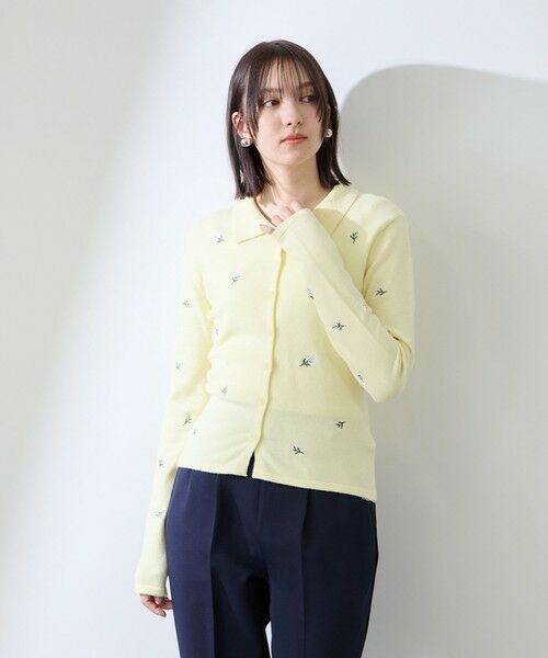 QUEENS COURT / クイーンズコート ニット・セーター | フラワー刺繍ポロニットトップス | 詳細13