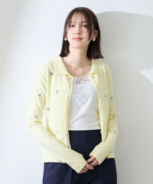 QUEENS COURT / クイーンズコート ニット・セーター | フラワー刺繍ポロニットトップス | 詳細14