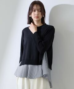 QUEENS COURT / クイーンズコート ニット・セーター | サイドスリットニット×ペプラムヘムインナーSET≪手洗い可能≫