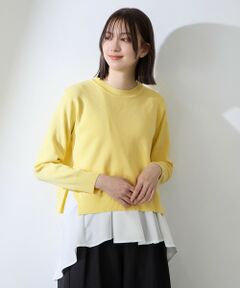 QUEENS COURT / クイーンズコート ニット・セーター | サイドスリットニット×ペプラムヘムインナーSET≪手洗い可能≫