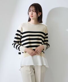 QUEENS COURT / クイーンズコート ニット・セーター | サイドスリットニット×ペプラムヘムインナーSET≪手洗い可能≫