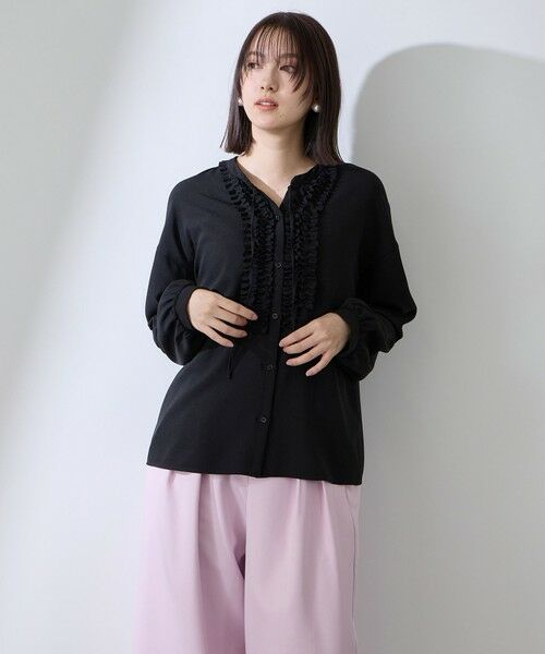 QUEENS COURT / クイーンズコート シャツ・ブラウス | ストレッチジョーゼットミニフリルブラウス | 詳細5