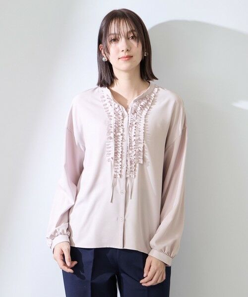 QUEENS COURT / クイーンズコート シャツ・ブラウス | ストレッチジョーゼットミニフリルブラウス | 詳細9