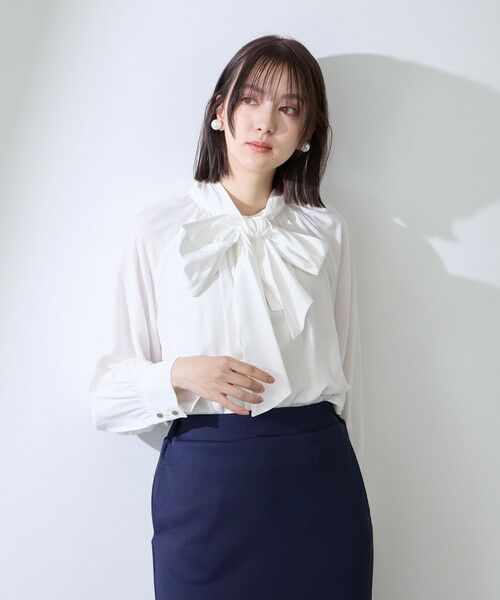 QUEENS COURT / クイーンズコート シャツ・ブラウス | クリアローンワイドボウタイブラウス | 詳細1