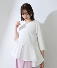 QUEENS COURT / クイーンズコート シャツ・ブラウス | ダブルクロスストレッチペプラムブラウス