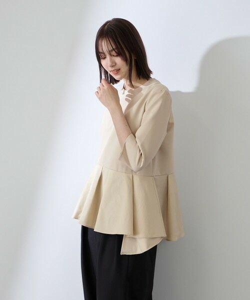 QUEENS COURT / クイーンズコート シャツ・ブラウス | ダブルクロスストレッチペプラムブラウス | 詳細13