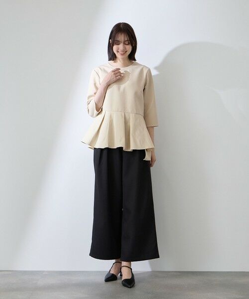 QUEENS COURT / クイーンズコート シャツ・ブラウス | ダブルクロスストレッチペプラムブラウス | 詳細14