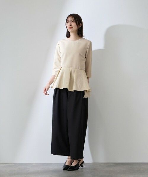 QUEENS COURT / クイーンズコート シャツ・ブラウス | ダブルクロスストレッチペプラムブラウス | 詳細15