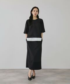 QUEENS COURT / クイーンズコート ロング・マキシ丈ワンピース | 【上下セット】レイヤリードルマントップ×スカート2ピース