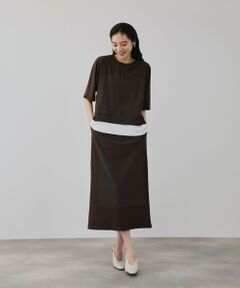 QUEENS COURT / クイーンズコート ロング・マキシ丈ワンピース | 【上下セット】レイヤリードルマントップ×スカート2ピース