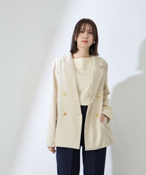 QUEENS COURT / クイーンズコート テーラードジャケット | ストレッチツイルダブルボタンテーラードジャケット（アイボリー）